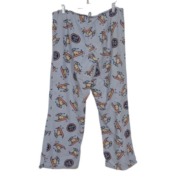 Life is Good Dog Sledding Pajama Pants Womens Size Large Blue Snow Drawstring - Picture 6 of 11